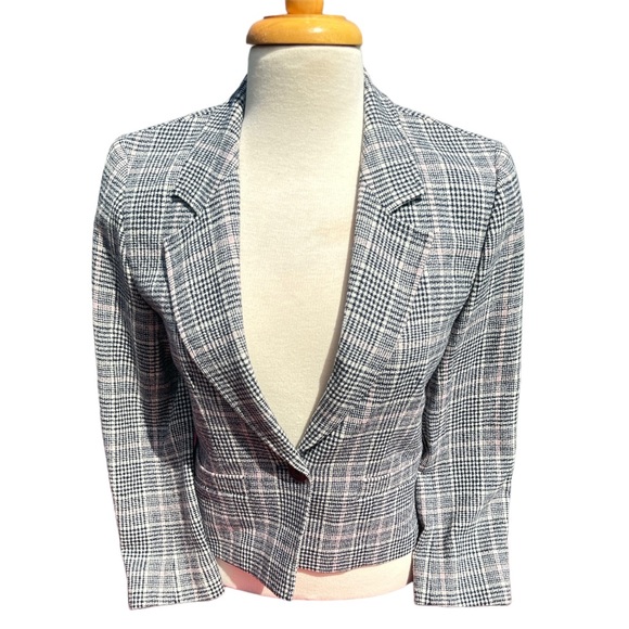 Pendleton Vintage Women’s Blazer/ 6 Petite/ black, cream, & pink plaid - Picture 2 of 13